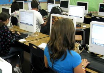 Students in typing class
